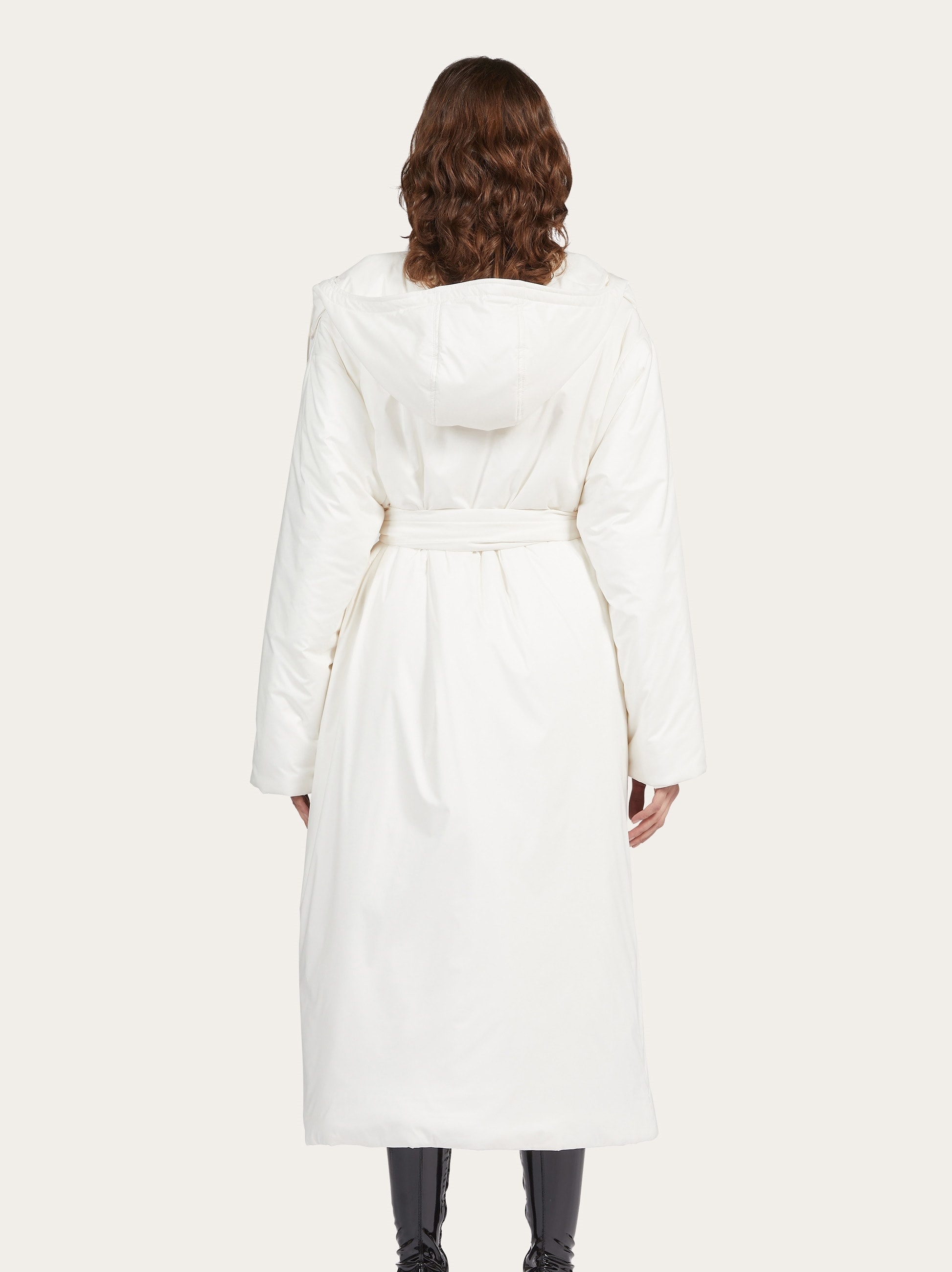 Padded wrap coat with fabric belt - 3