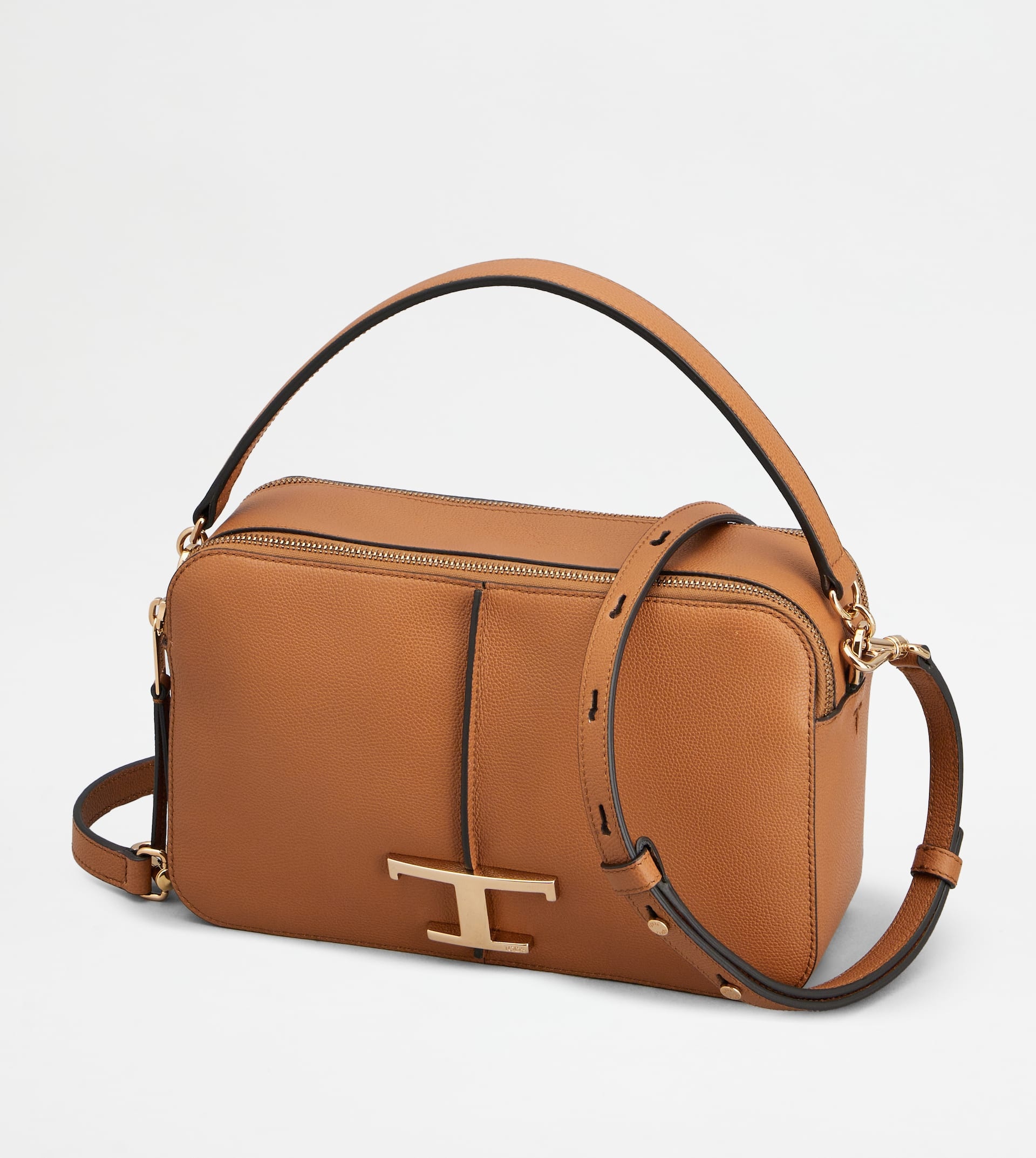 T TIMELESS CAMERA BAG IN LEATHER SMALL - BROWN - 9