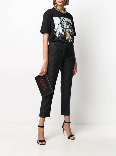 Alexander McQueen logo-print zip clutch outlook