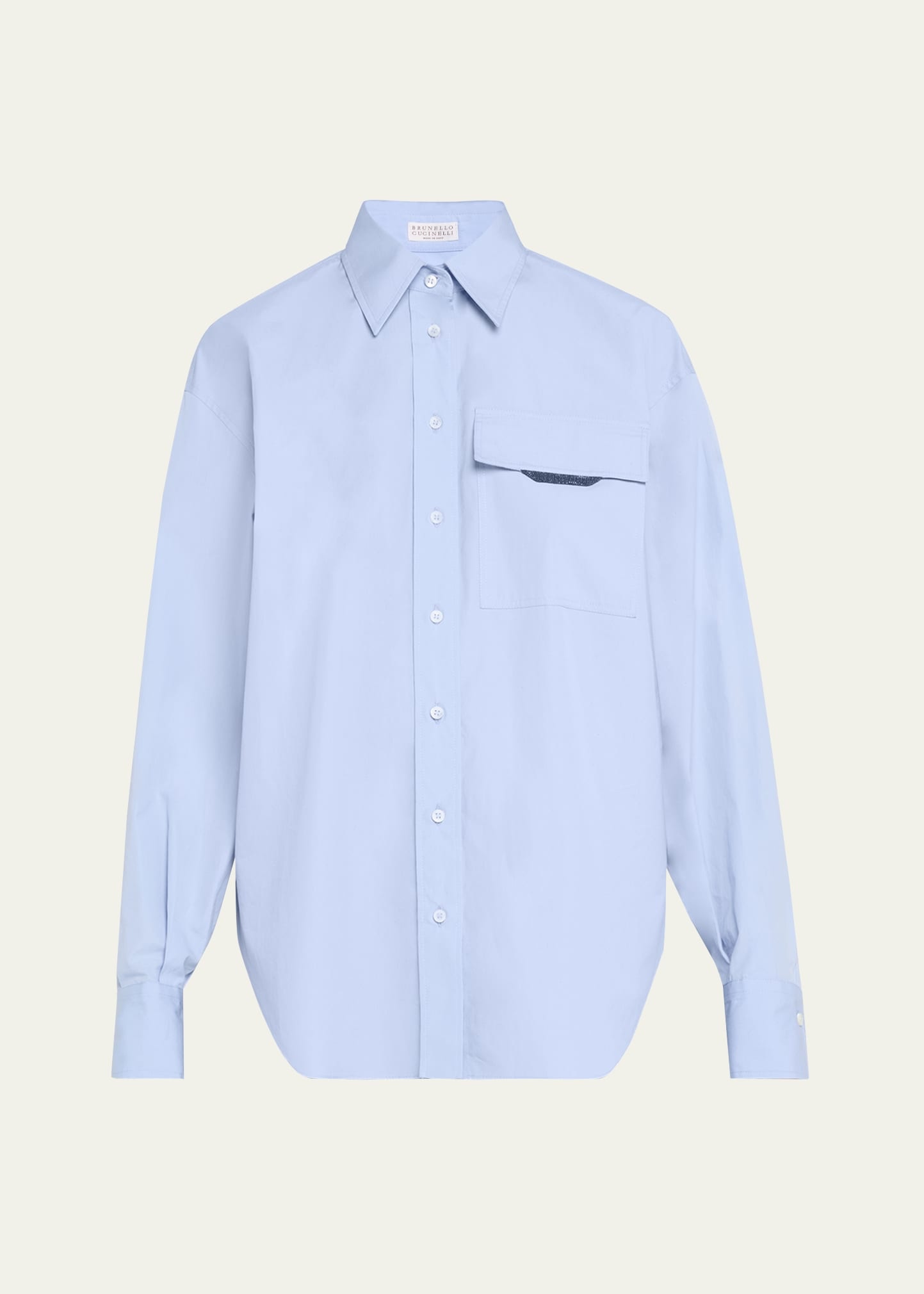 Matte Poplin Shirt with Monili Flap Pocket - 1
