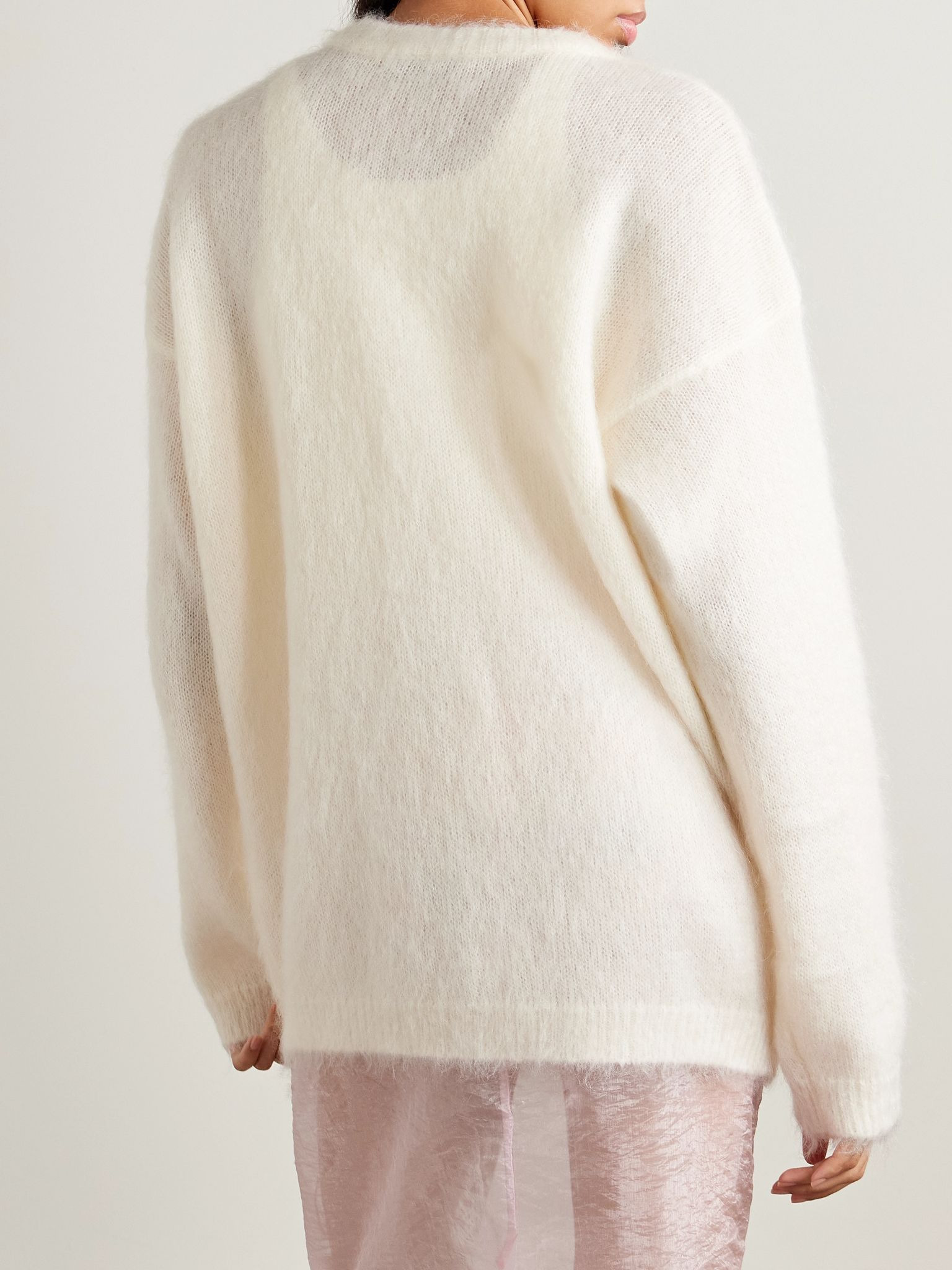 Embroidered pointelle-knit mohair-blend cardigan White - 4