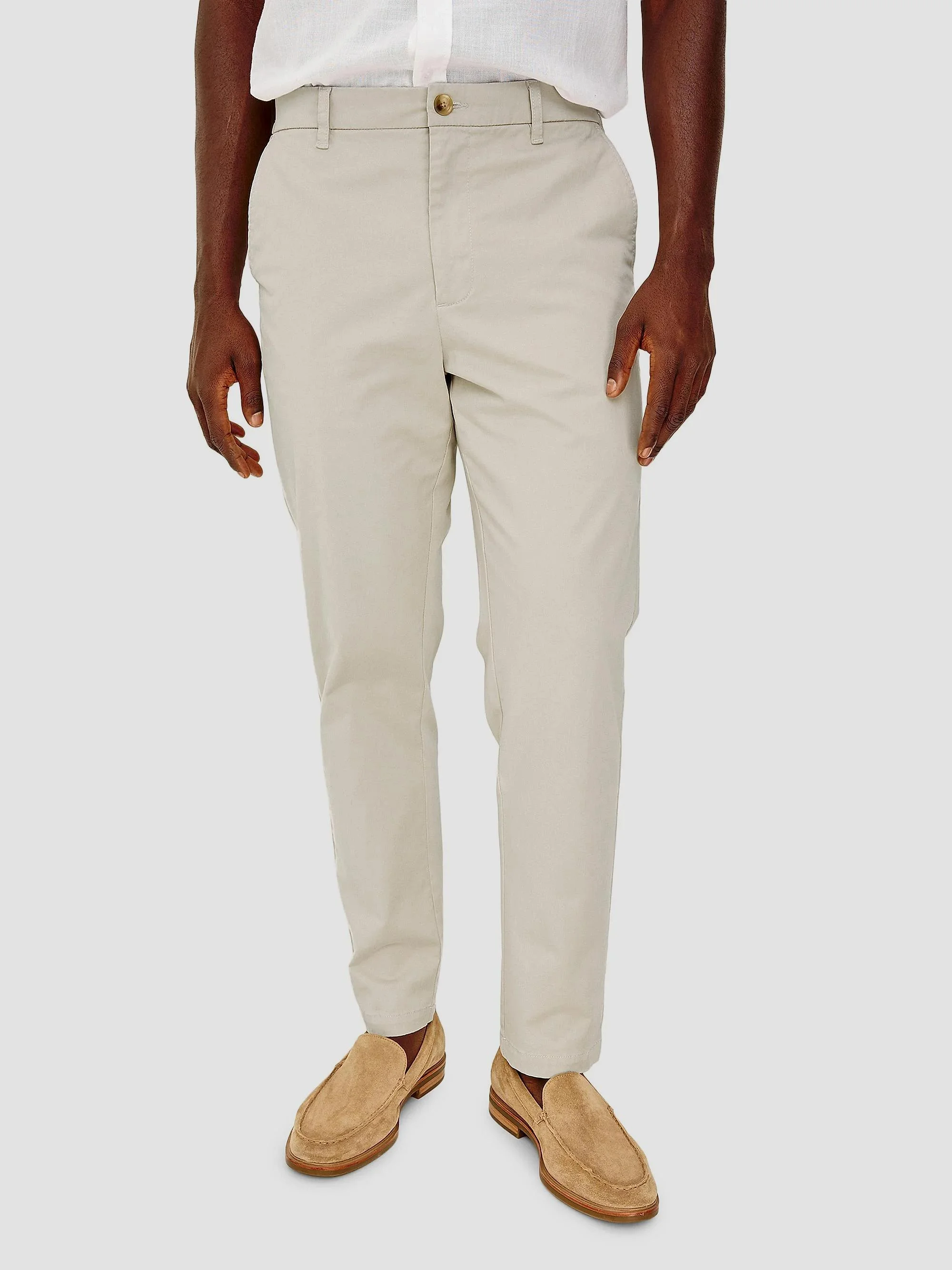 Men's Irving Stretch-Cotton Trousers - Stone - 1