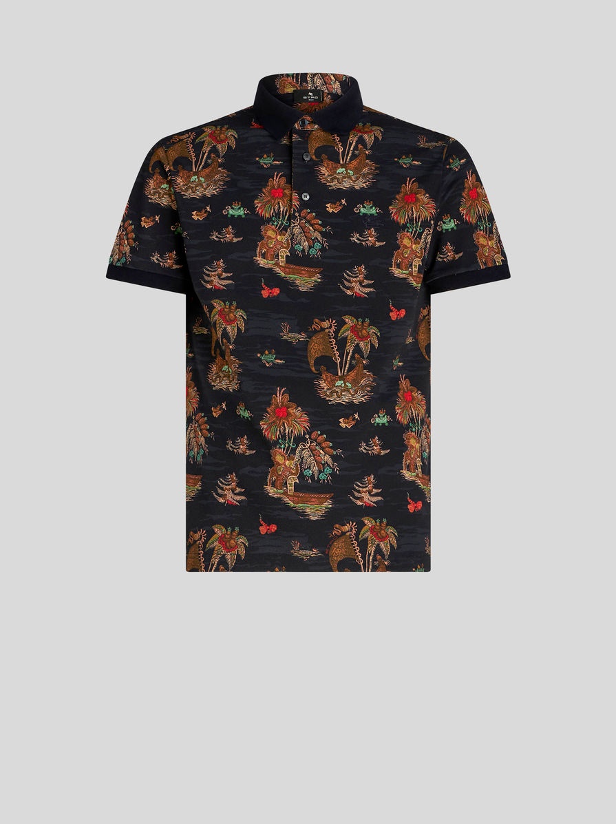 POLO SHIRT WITH FIGURATIVE PATTERN - 1
