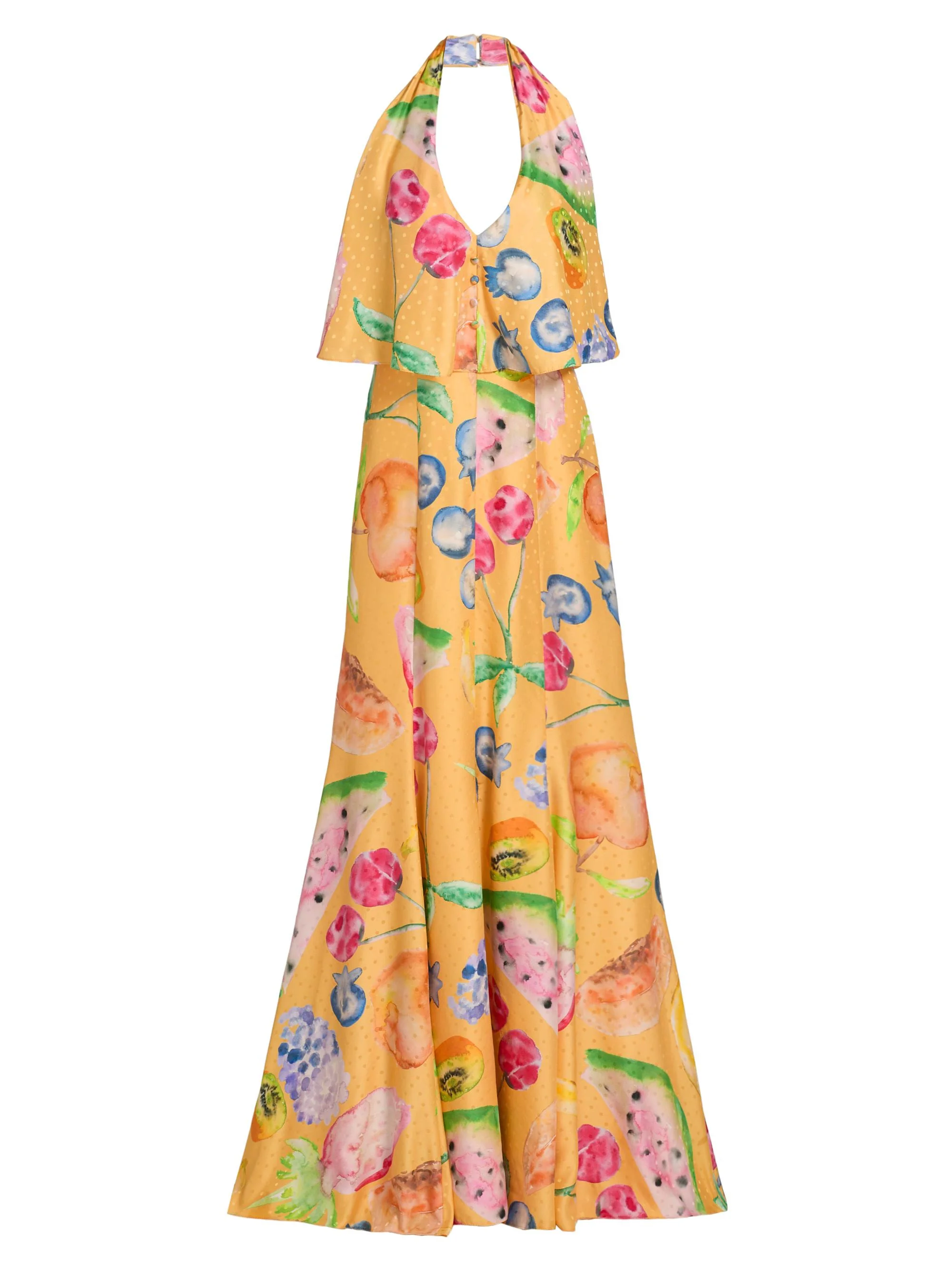 Women's Bat Your Eyelashes Halter Gown - Pineapple - 1