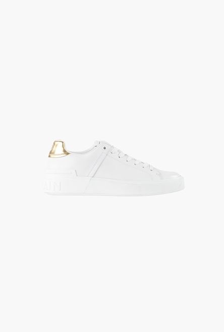 White calfskin and metallic gold leather B-Court sneakers - 1