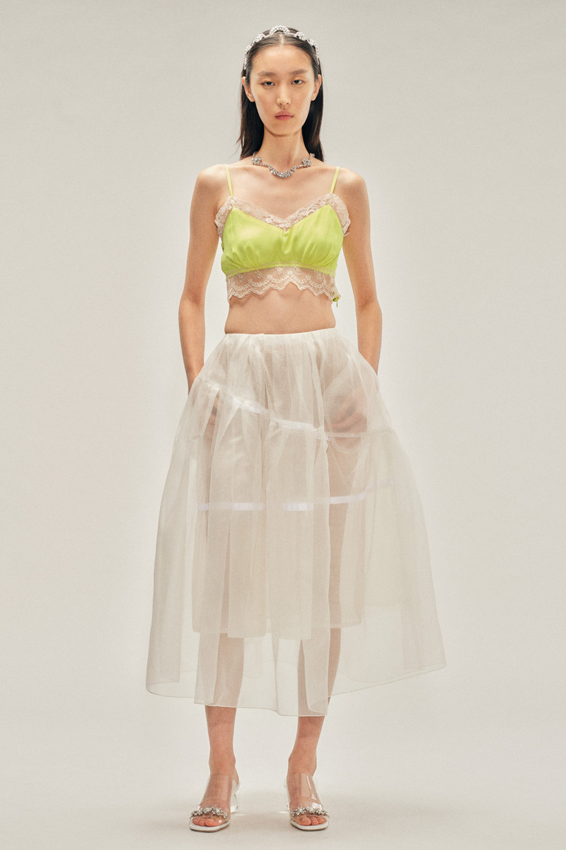 Simone Rocha Sheer Overlay Long Flounce Skirt outlook