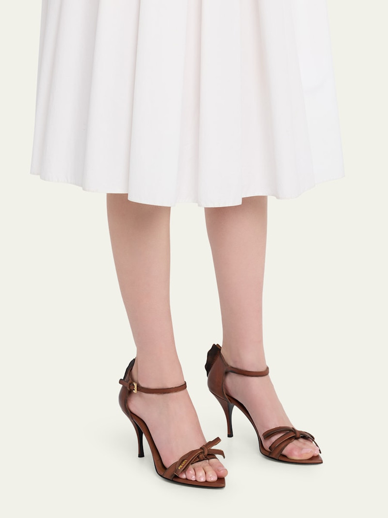 Prada 85mm Distressed Leather Bow Sandals outlook