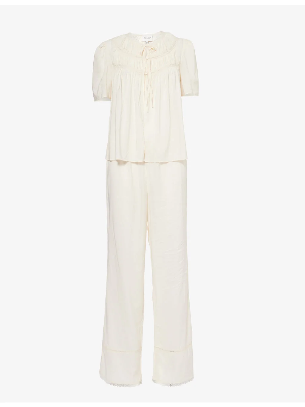 Reformation x Nara Smith Buttercup Hour Embroidered Cotton-Blend Pyjama Set - 1