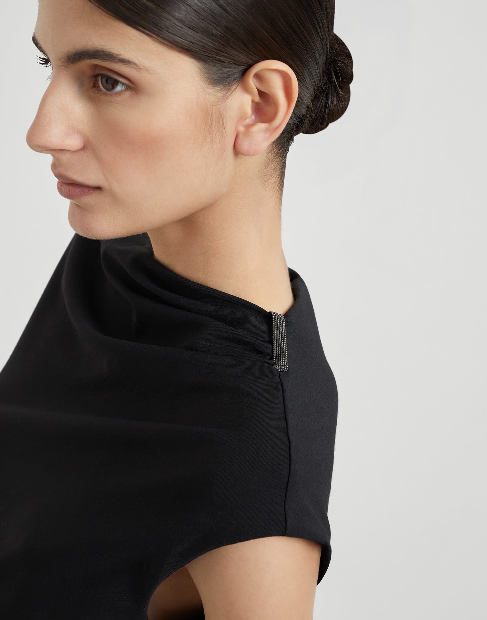 Techno wool jersey ruched T-shirt with shiny detail - 3