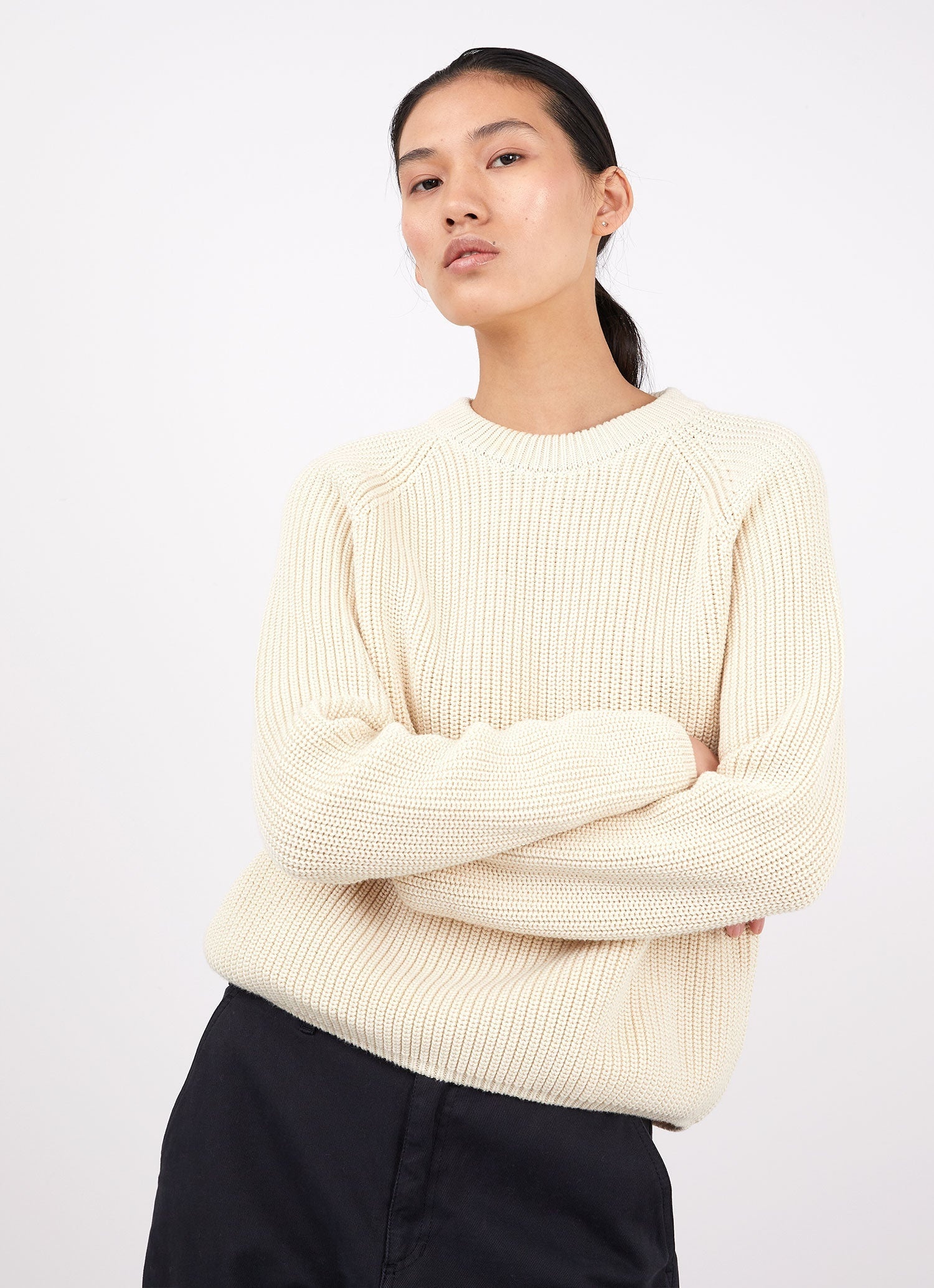Cotton Boxy Crew Jumper - 1
