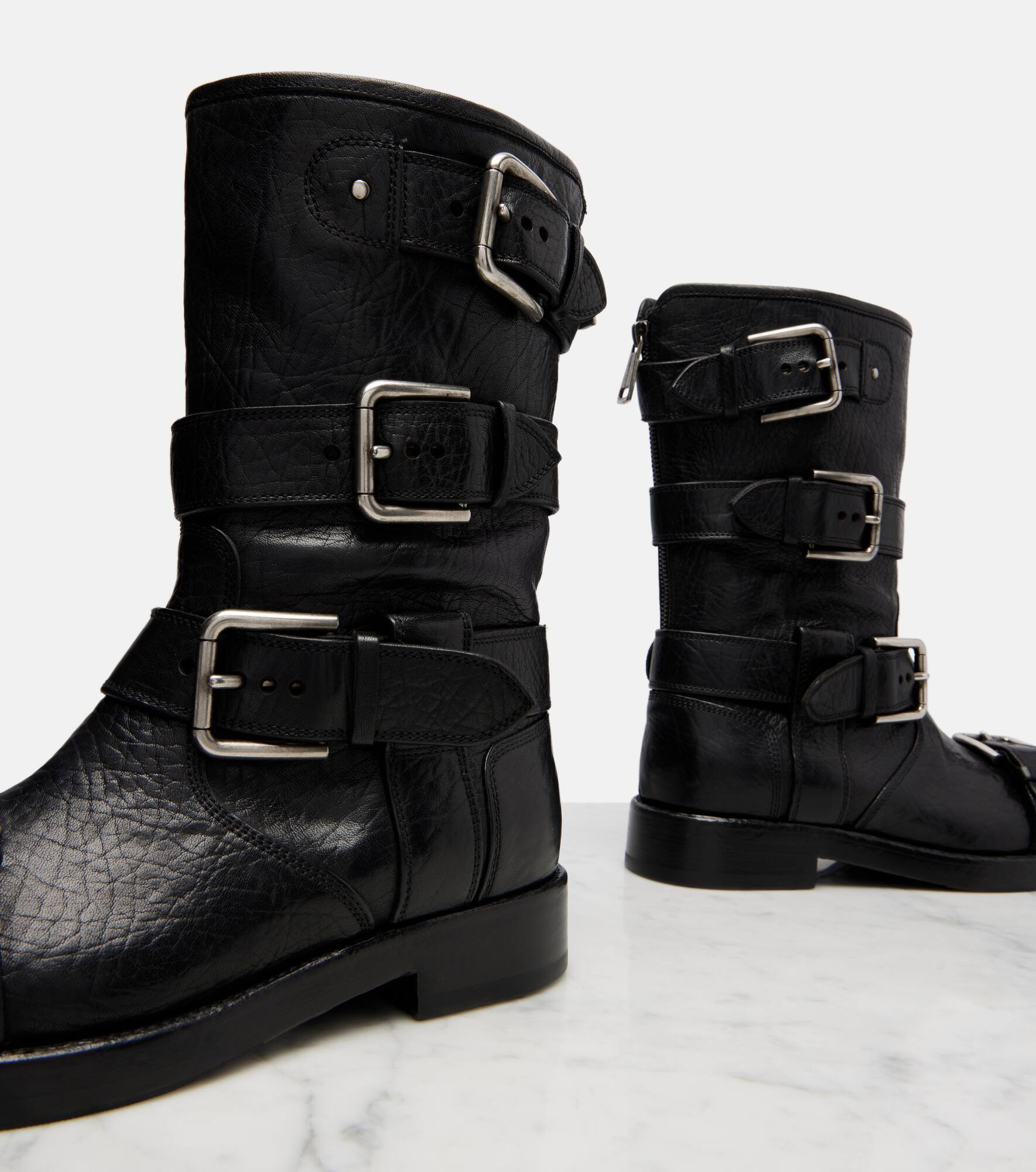 Leather biker boots - 5