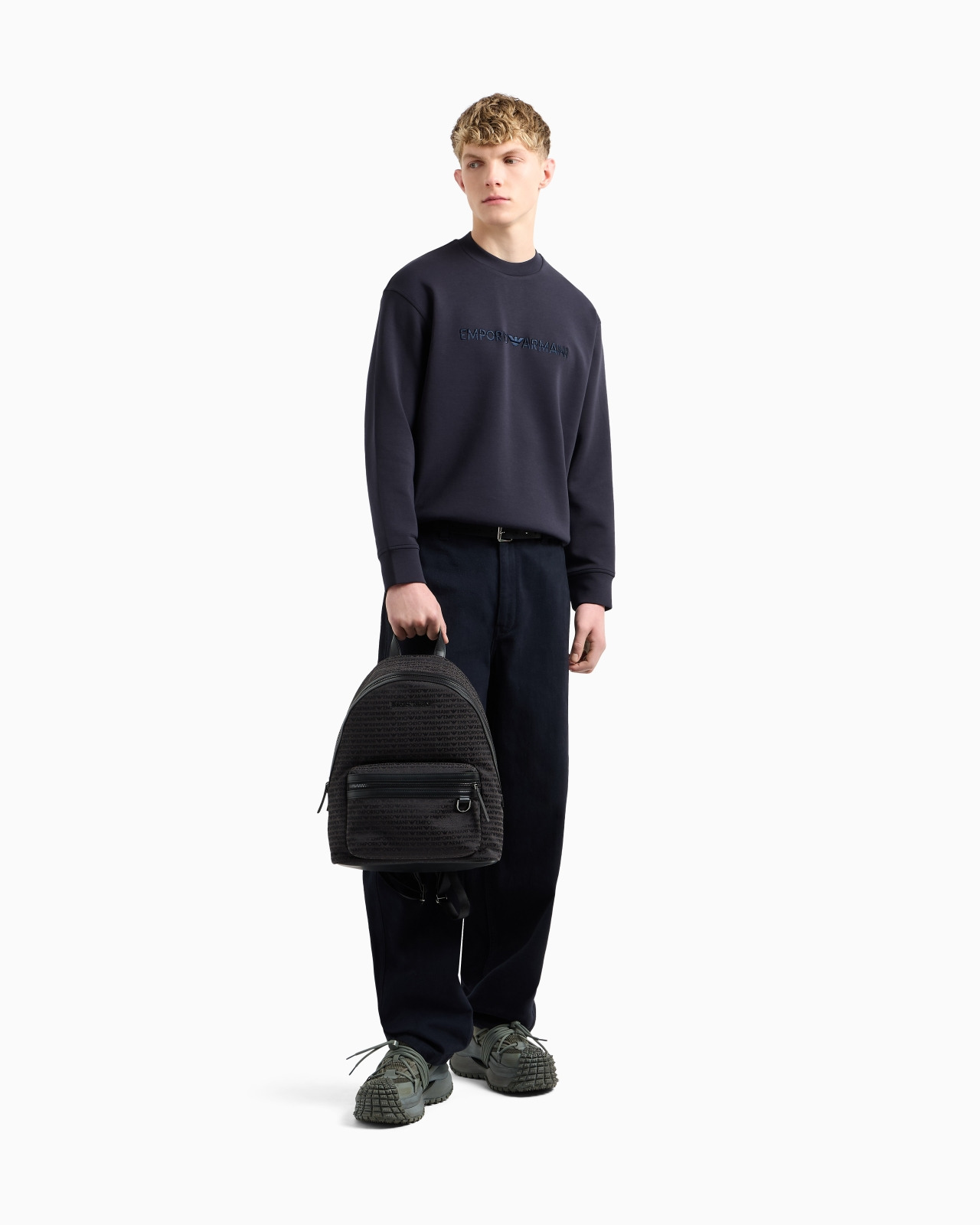 DOUBLE-JERSEY SWEATSHIRT WITH EMBOSSED EMBROIDERED LOGO - 2