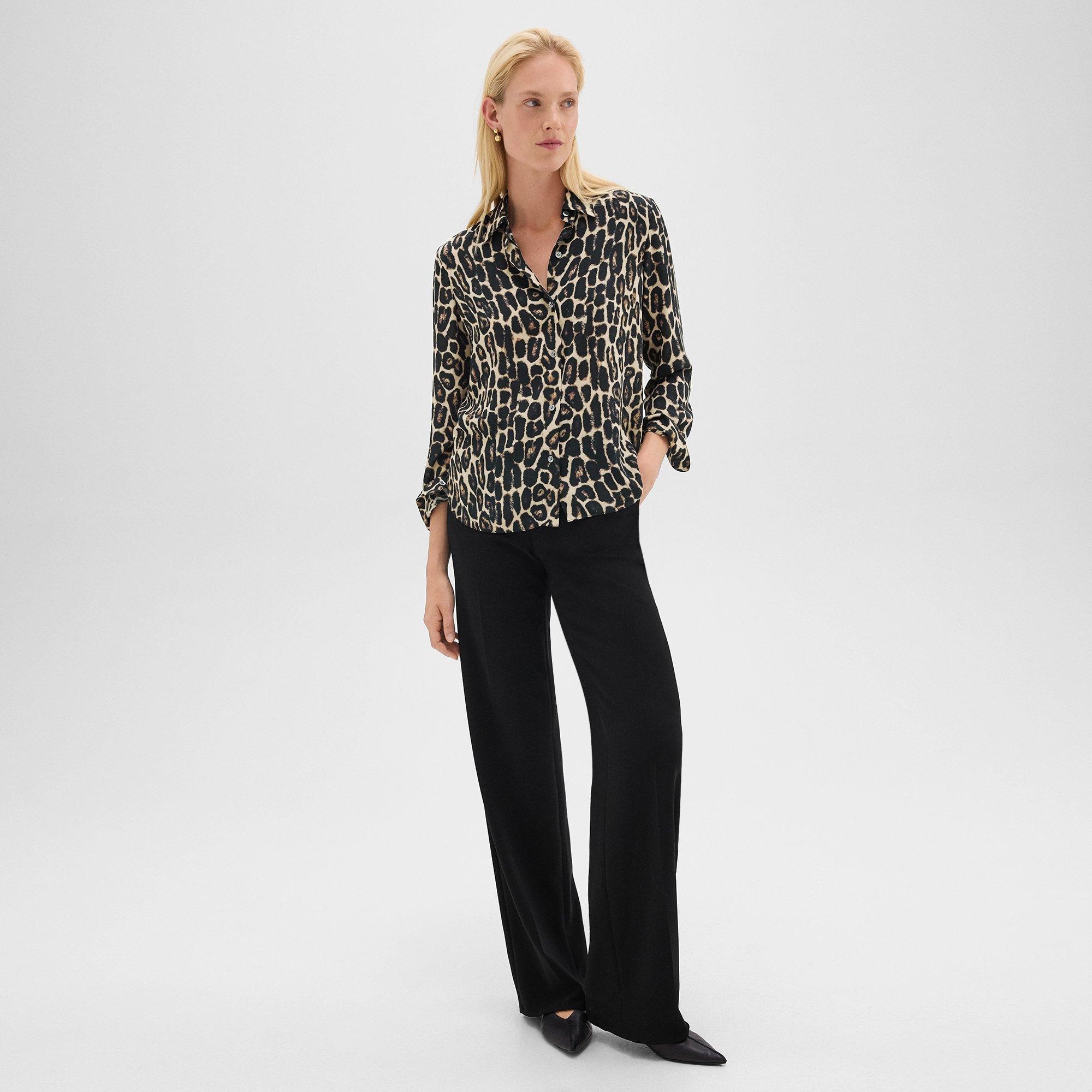 Straight Shirt in Recycled Leopard Print Georgette - 6