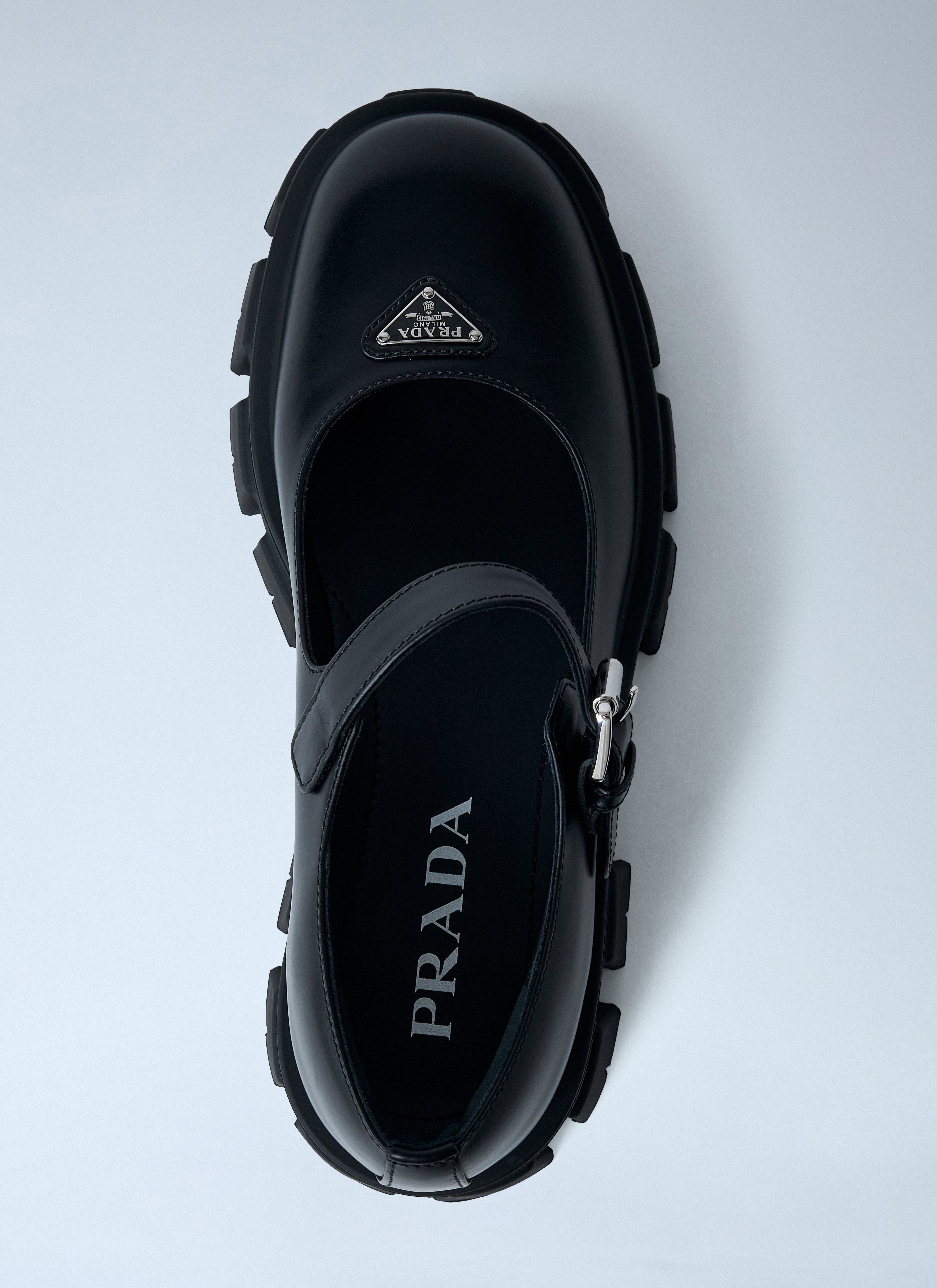 Prada Women Leather Logo Plaque Platform Flats - 6