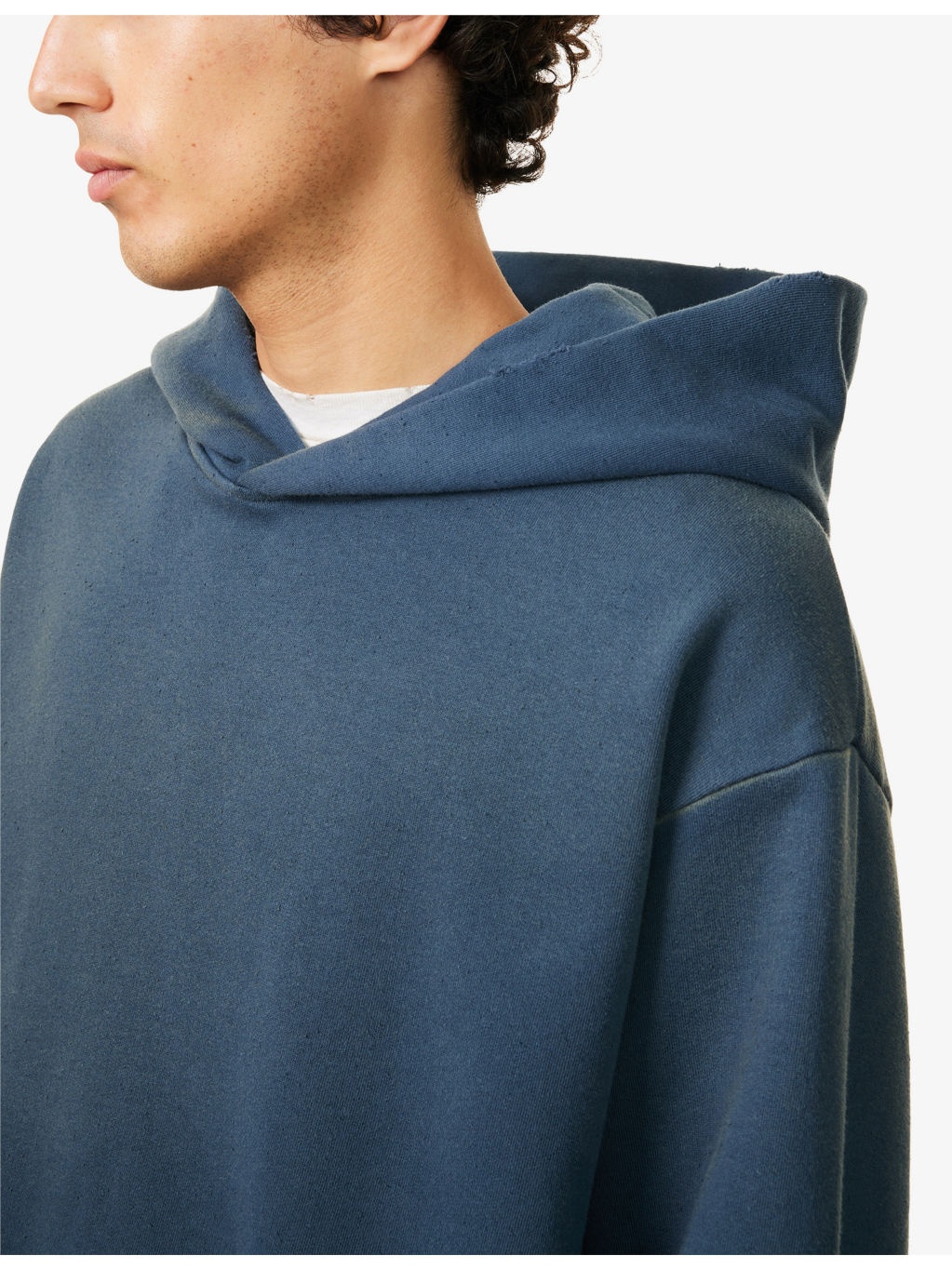 Logo distressed relaxed-fit cotton-blend hoody - 5