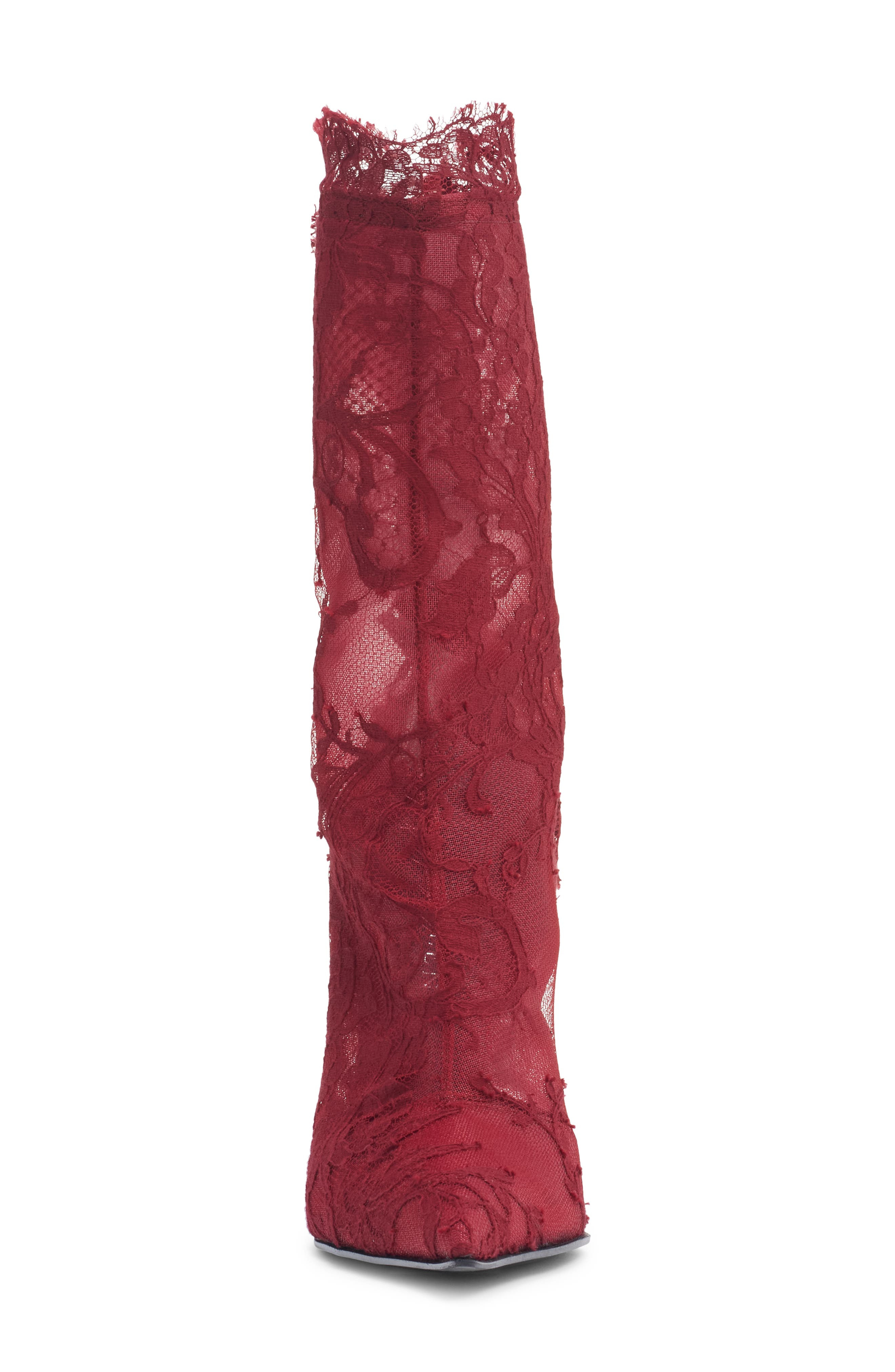 McQueen Pointed Toe Lace Boot in Crimson at Nordstrom - 4