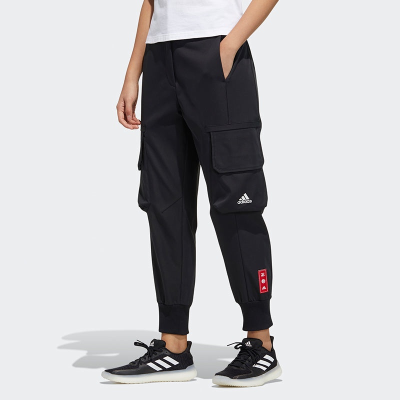 (WMNS) adidas Cny Pt Wv Big Pocket Logo Woven Bundle Feet Sports Pants/Trousers/Joggers Black GQ8840 - 2