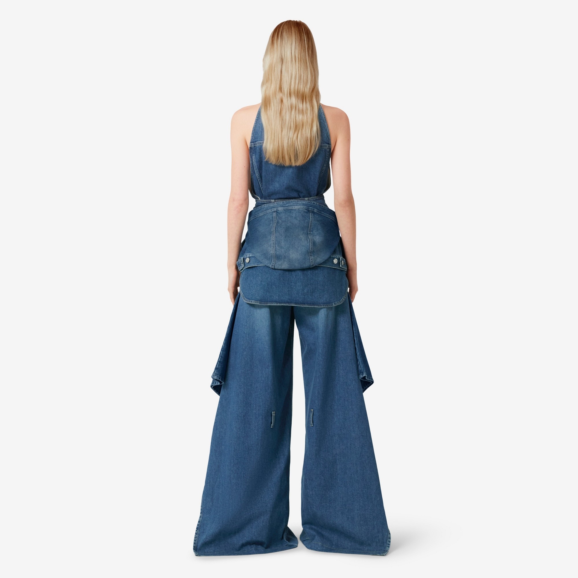 Sleeveless Stonewashed Denim Jacket - 7