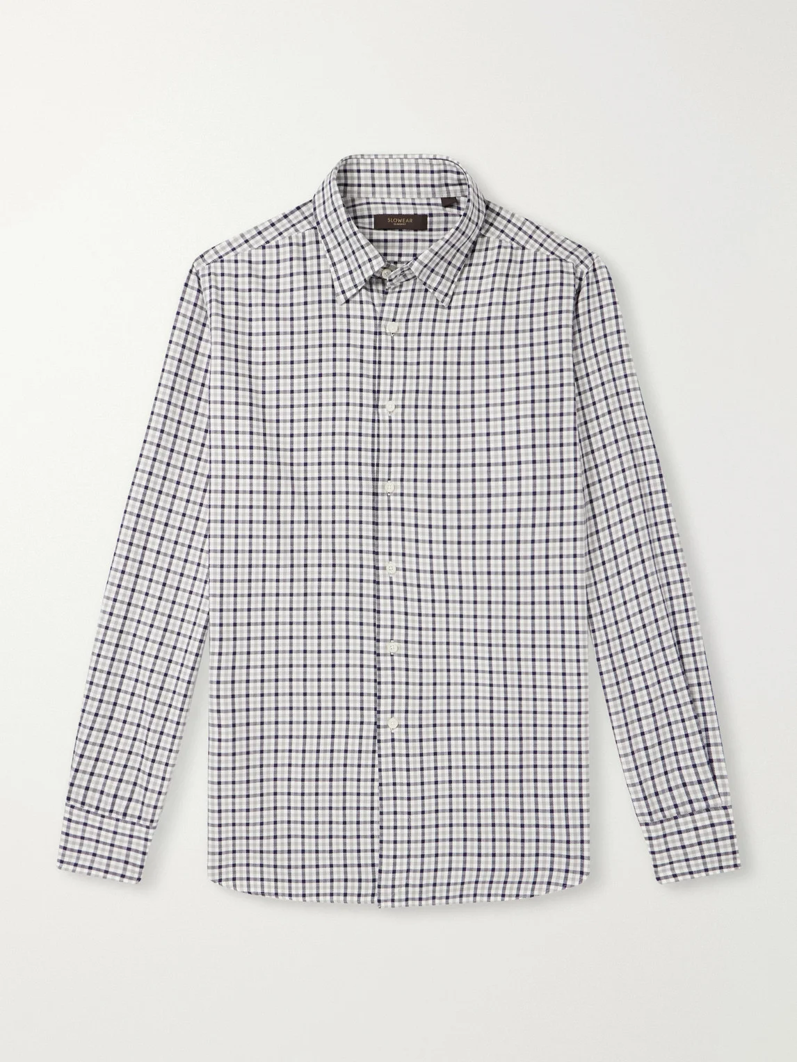 Glanshirt Button-Down Collar Checked Cotton Shirt - 1