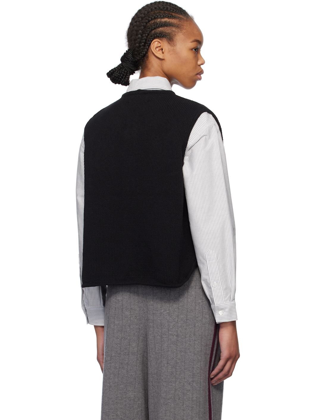 Black Boxy Cotton Vest - 3