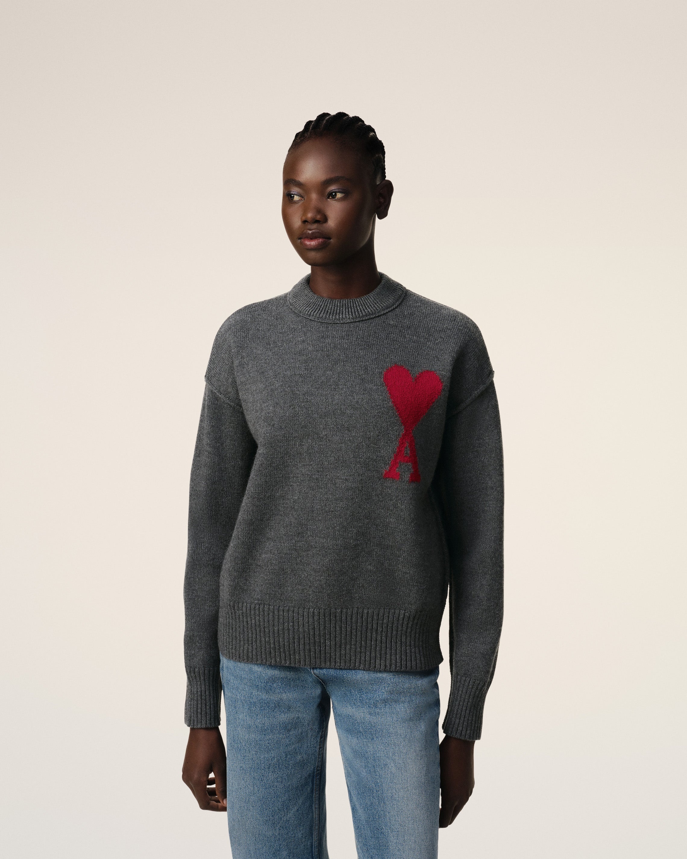 GREY WOOL AMI DE COEUR SWEATER - 3