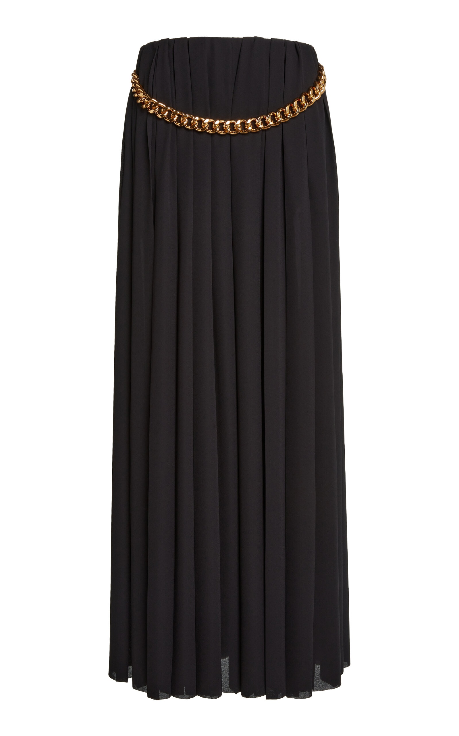 Belt-Detailed Pleated Crepe Maxi Skirt black - 1