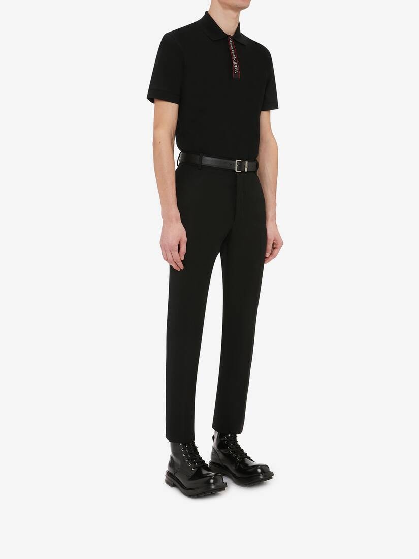 Selvedge Logo Tape Polo in Black - 3
