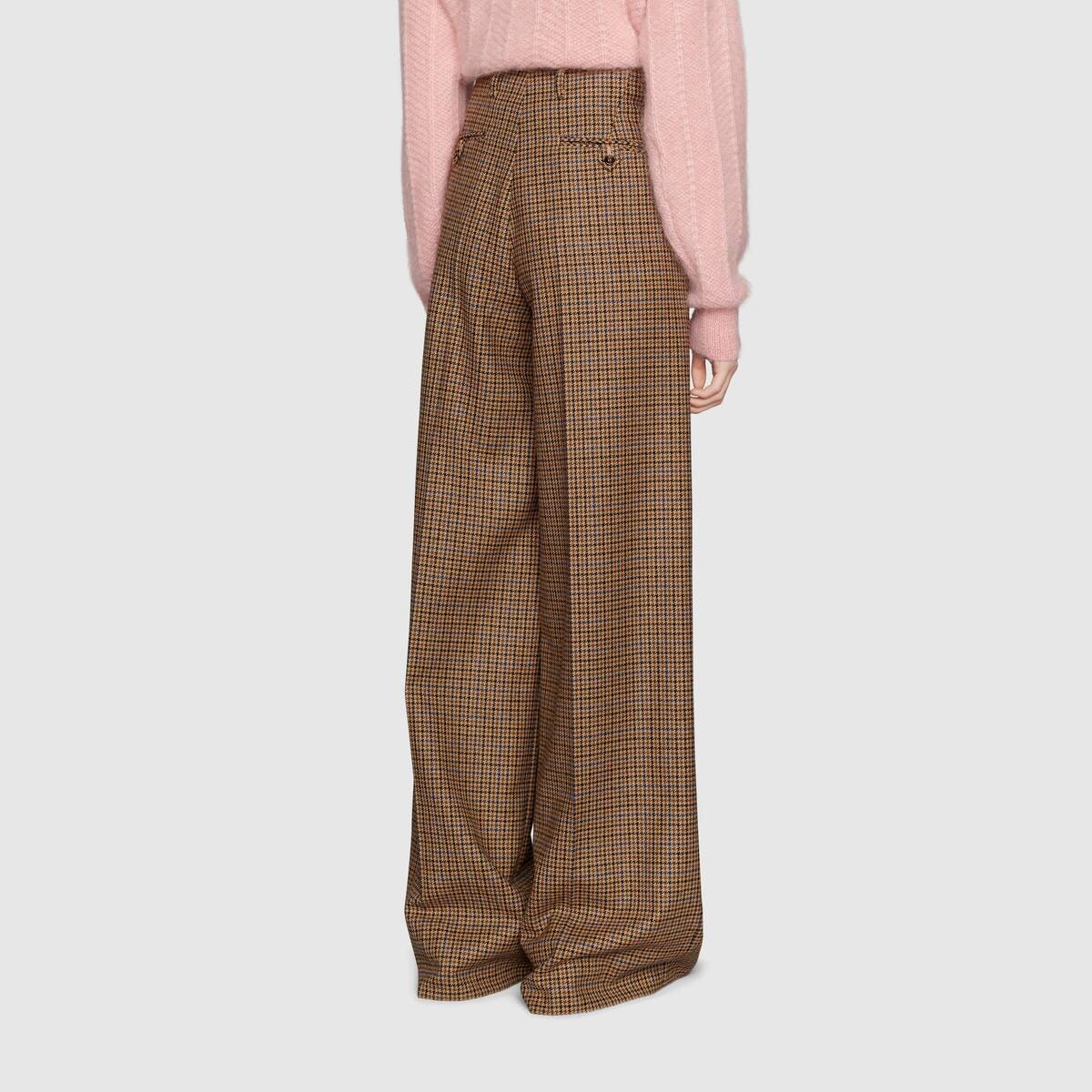 Houndstooth wool wide-leg pant - 4