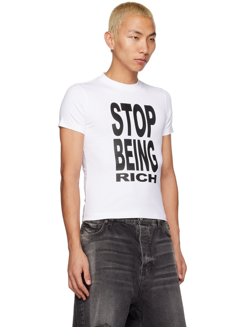 White 'Stop Being Rich' T-Shirt 2