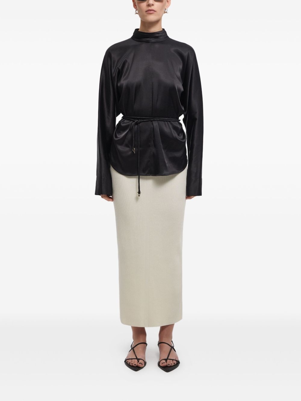 ribbed straight skirt - 2