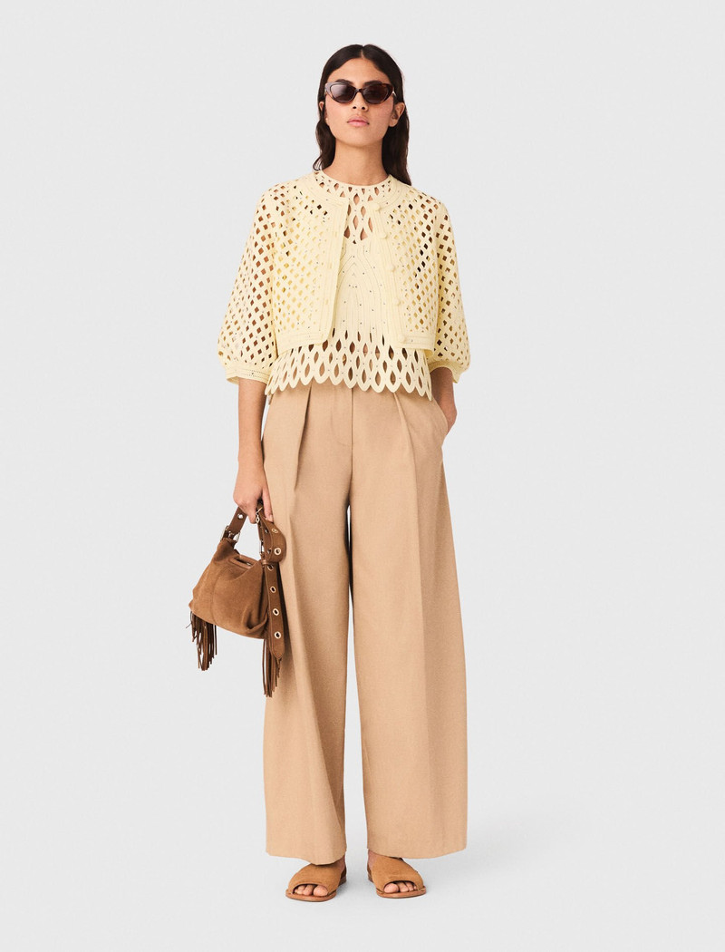 maje Rhinestone crochet cardigan outlook