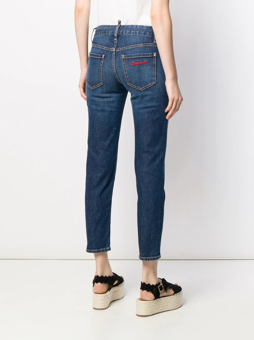 logo apliqué mid rise jeans - 4