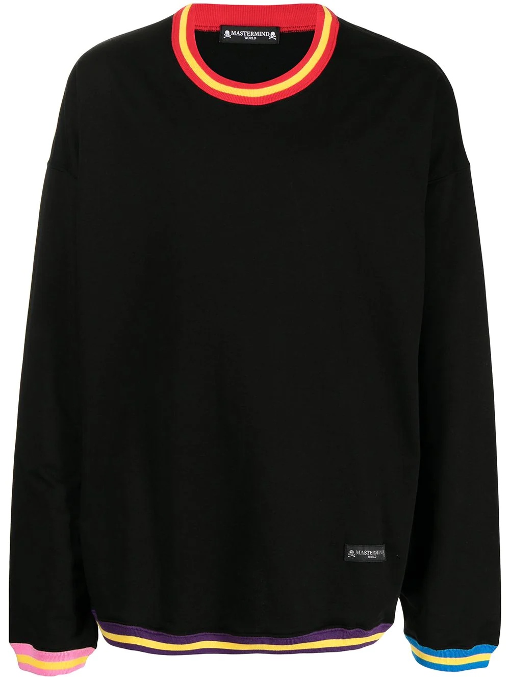 contrast-rib crew-neck sweatshirt - 1