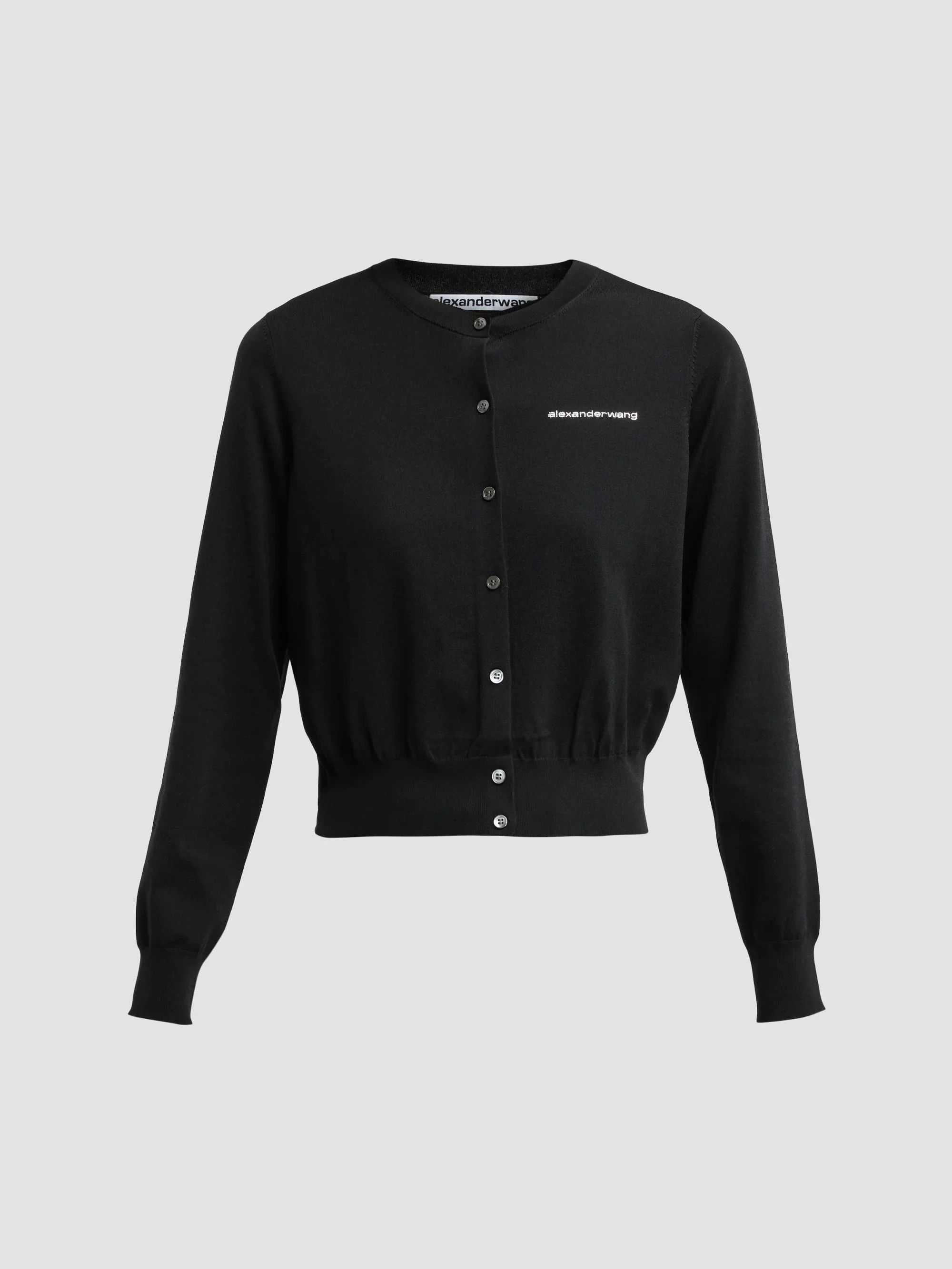 Women's Hotfix Logo Crewneck Cardigan - Black - 1