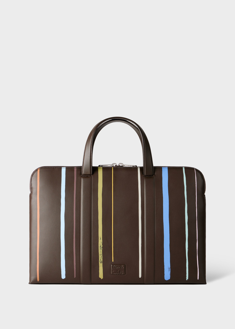 Brown 'Painted Stripe' Slim Leather Folio 1