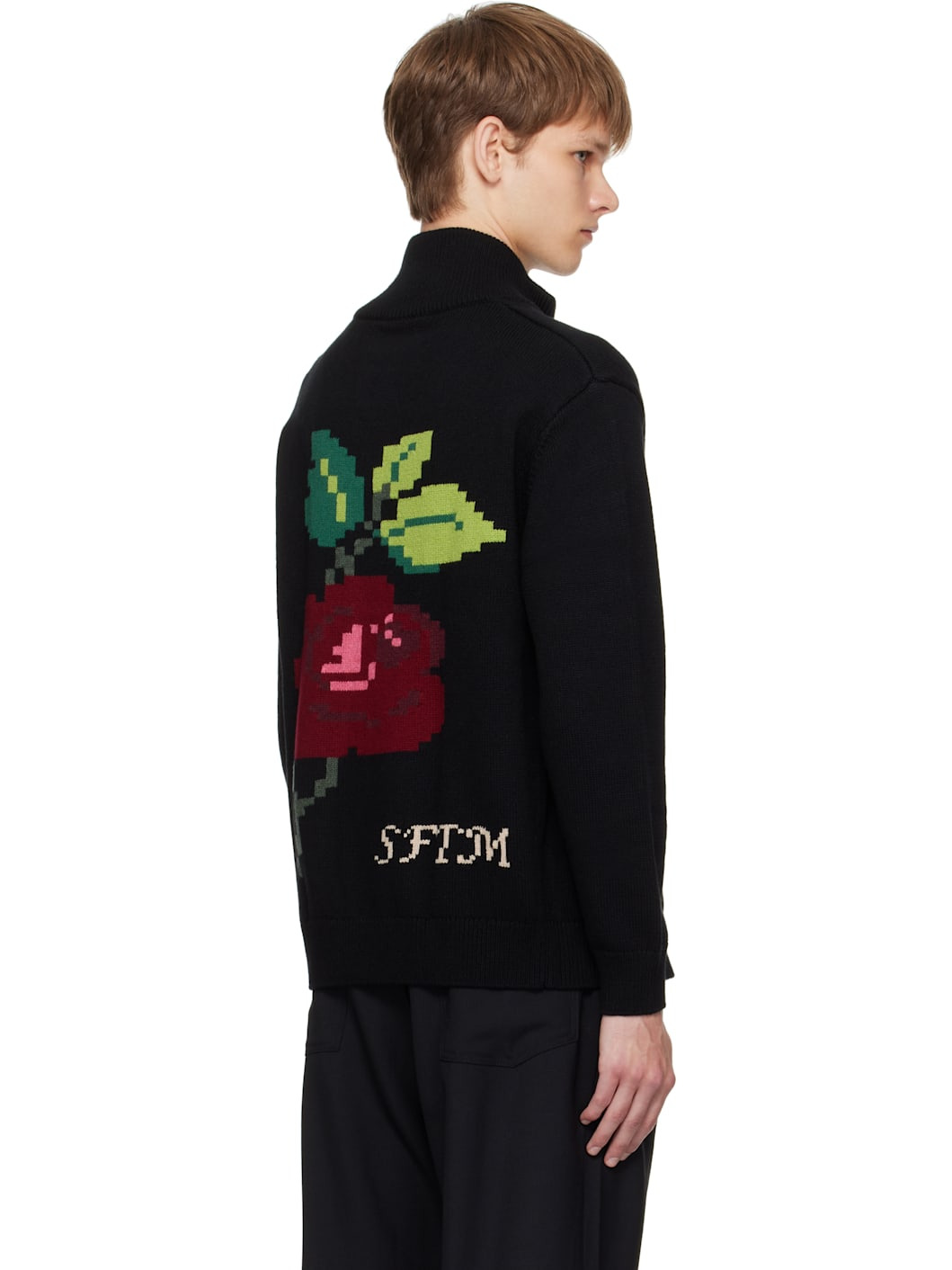Black Zip Up Funnel Cardigan - 3