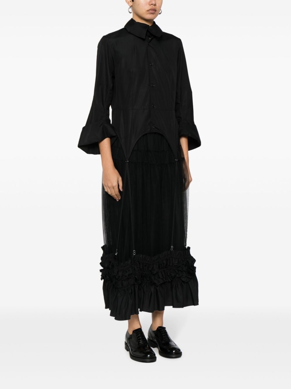 ruffle-detailing cotton shirt - 3