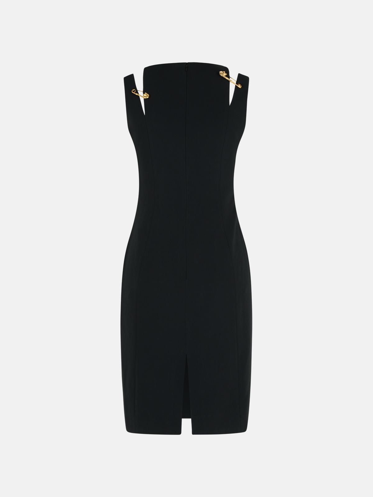 BLACK VISCOSE BLEND DRESS - 3