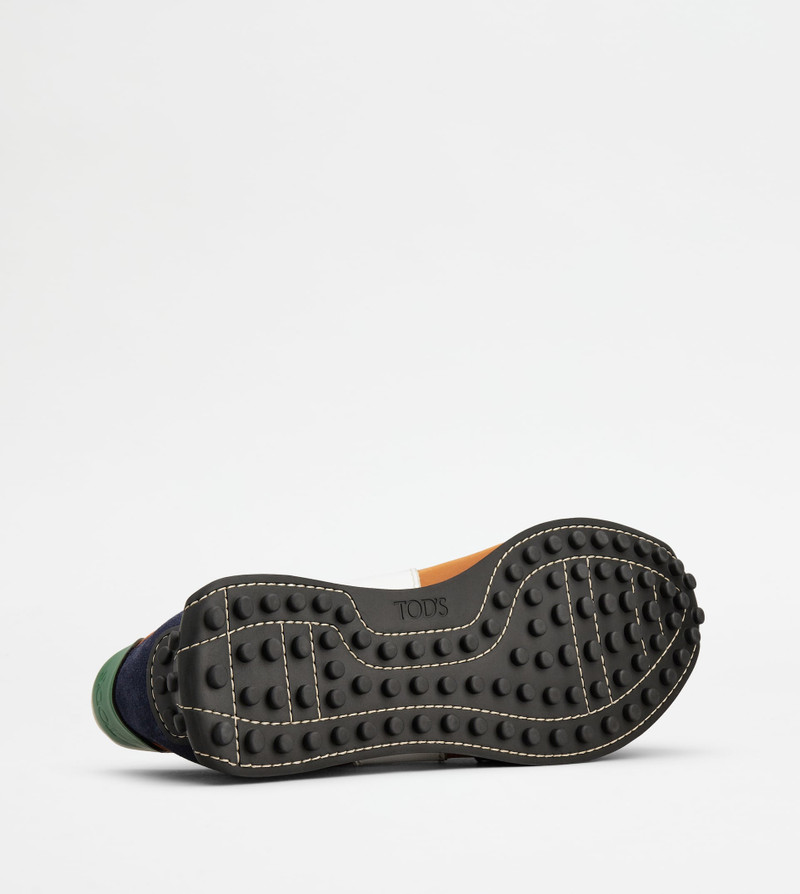 SNEAKERS IN LEATHER AND TECHNICAL FABRIC - BROWN, BLUE, WHITE, GREEN 4