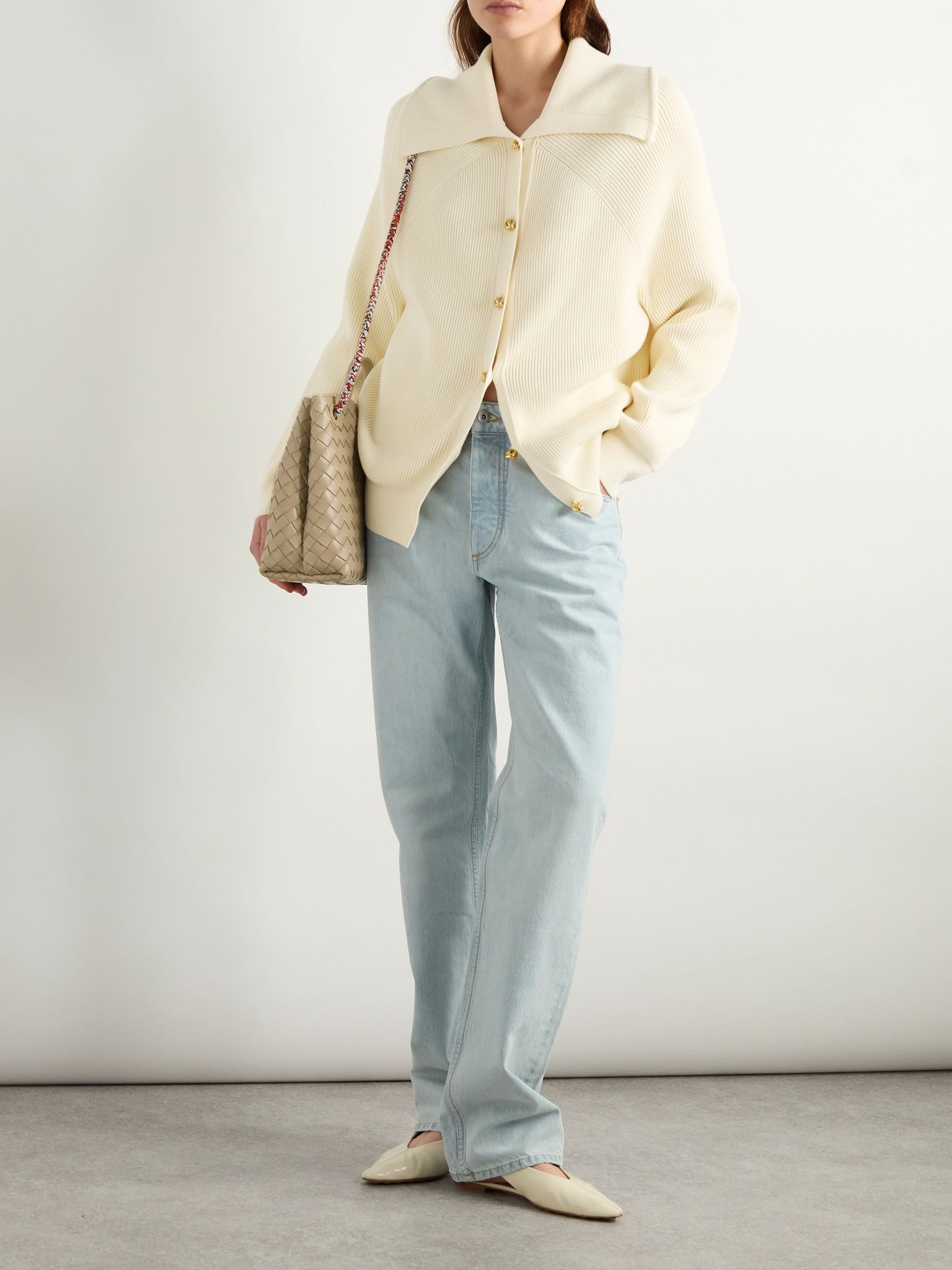 Ribbed cotton cardigan Cream - 2