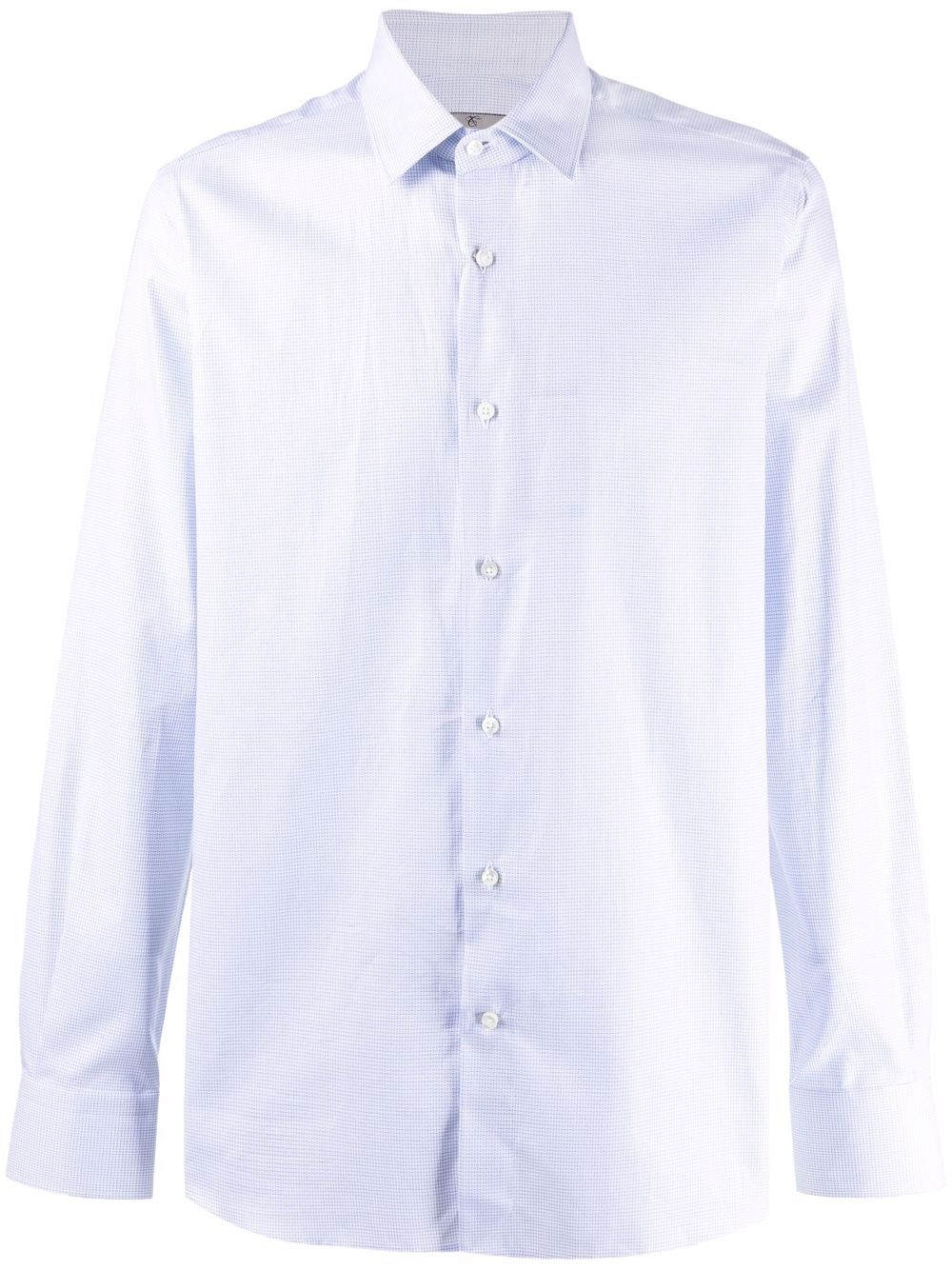 fine-check cotton shirt - 1