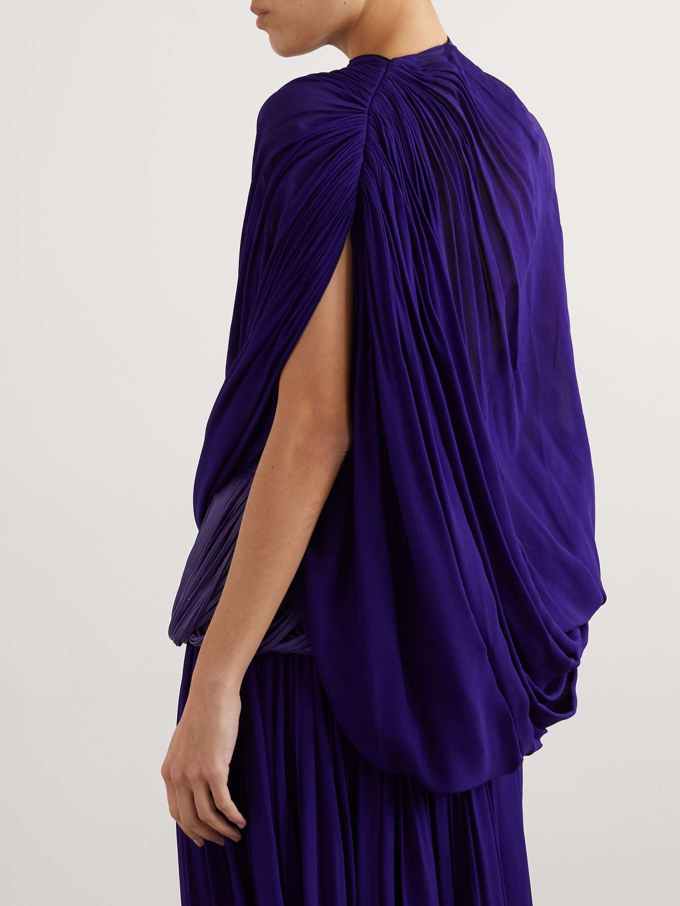 Asymmetric gathered draped georgette top - 4