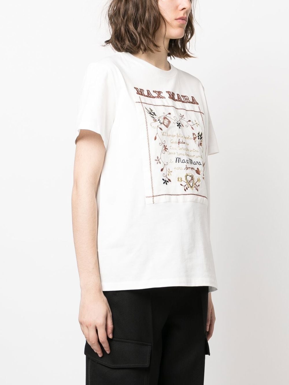 embroidered-slogan T-shirt - 3