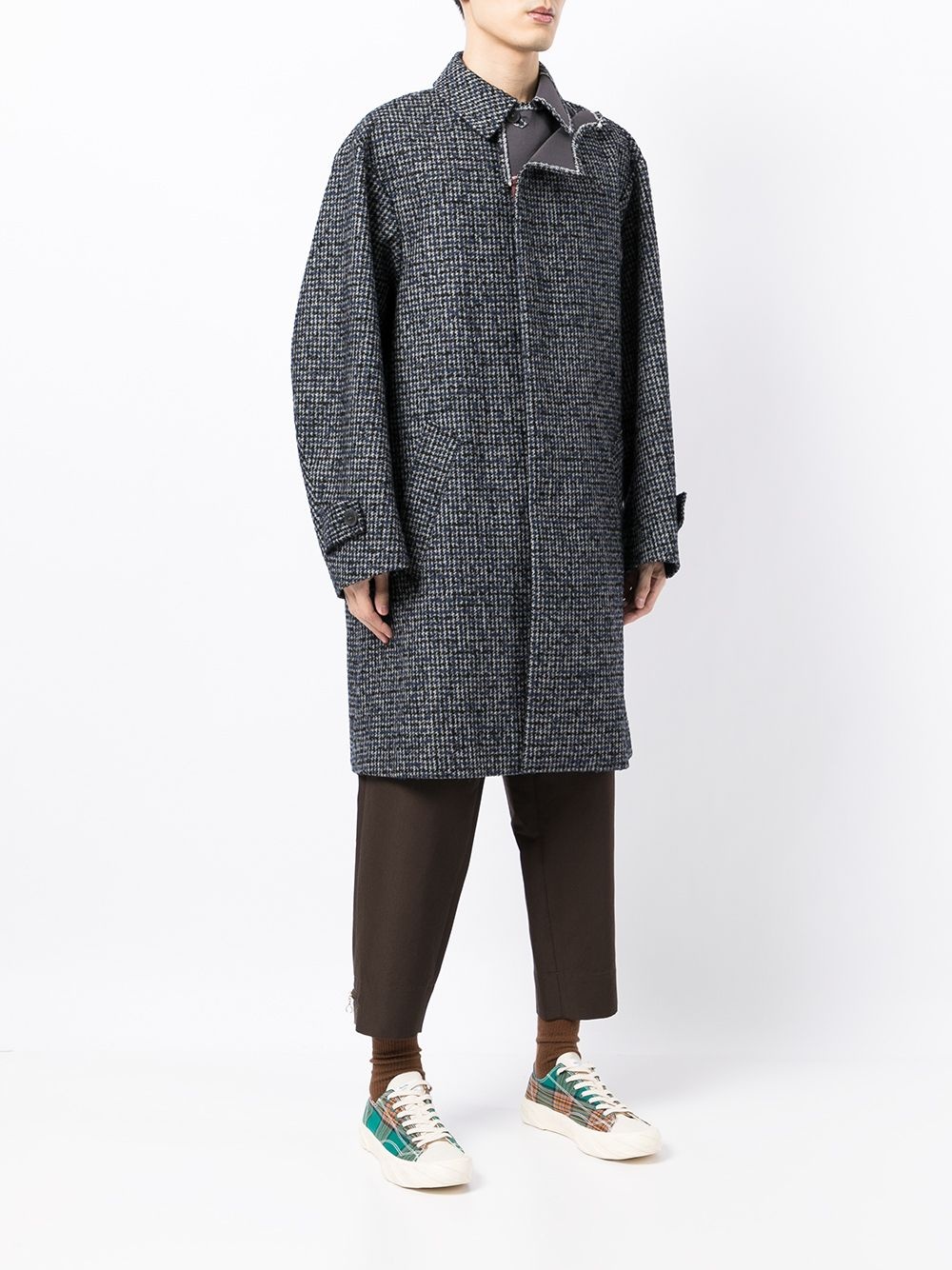 single-breasted check wool-blend coat - 3