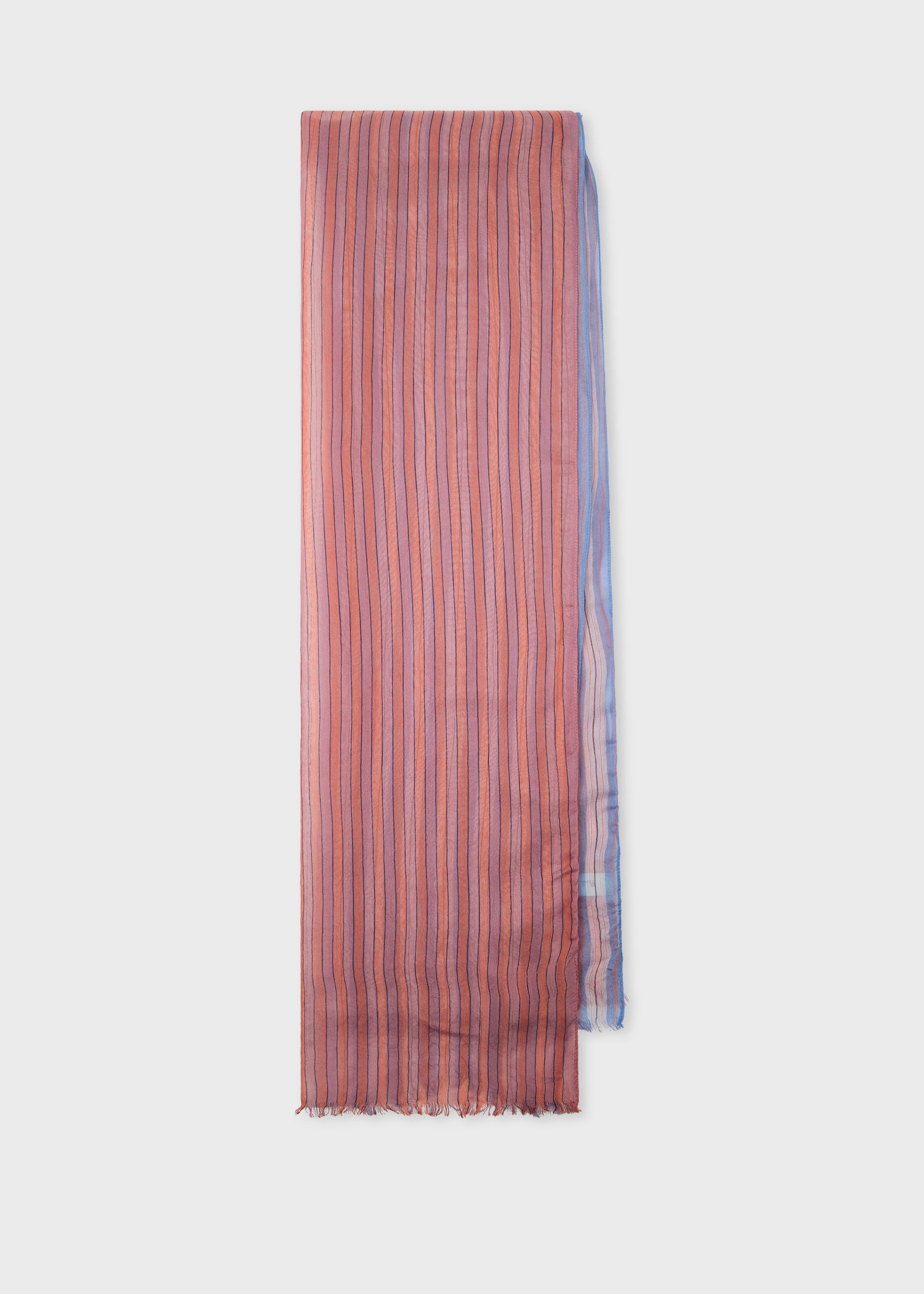 Red 'Mixed Stripe' Silk-Blend Scarf - 1