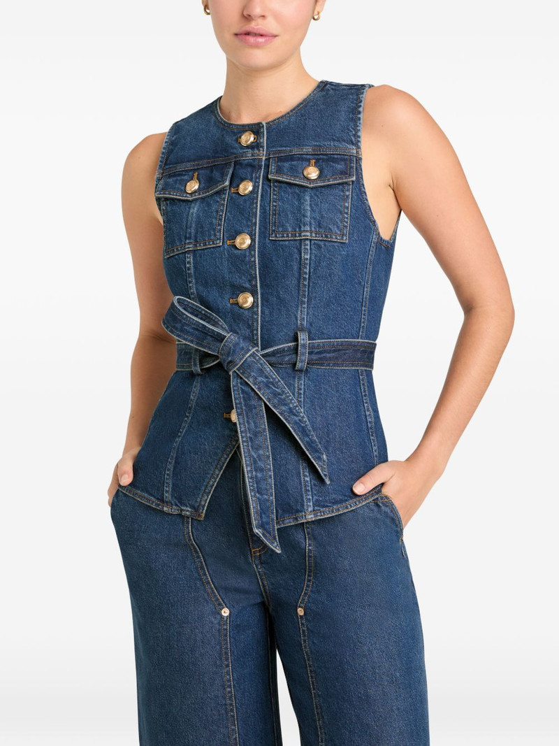 Reenee button belted jean vest 6