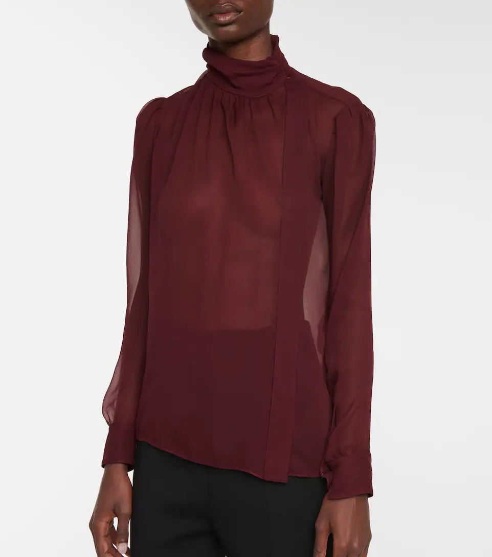 Sheer silk crêpe blouse - 4