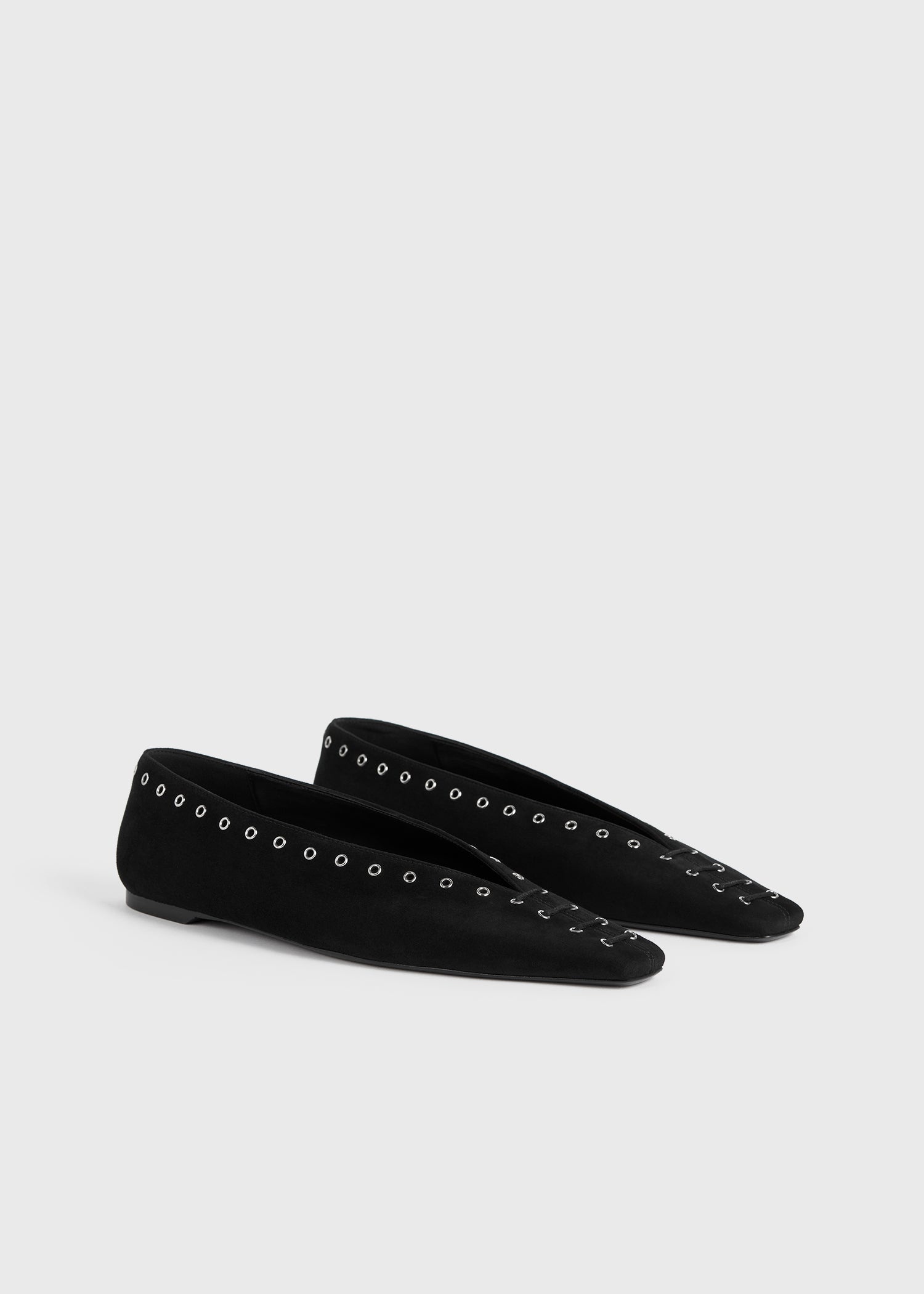 Suede lace-up ballerinas black - 4