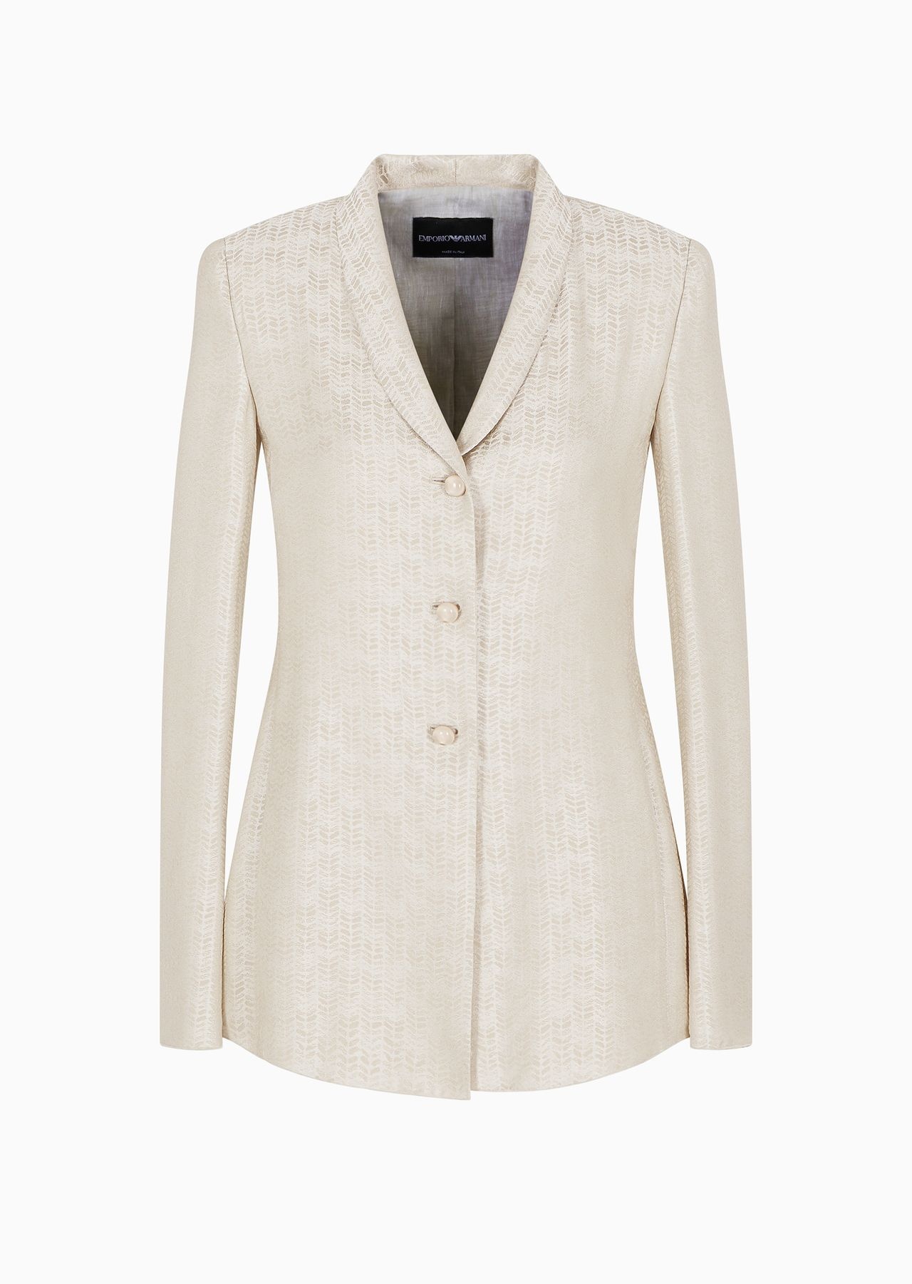 Chevron-motif viscose crêpe jacket with an opening at the back - 1