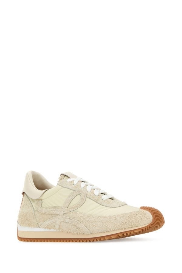 Loewe Man Ivory Suede And Nylon Flow Runner Sneakers - 2